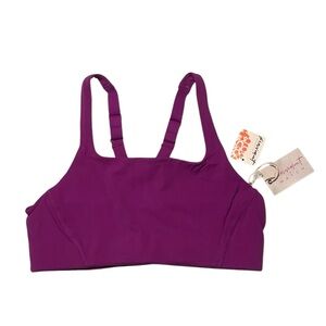 Free People Movement x Hatch Fluorescent Berry Square Neck Sports Bra NWT Size S